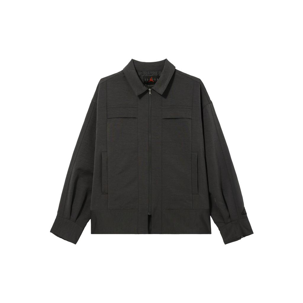 Jordan Solid Color Zip Pocket Collar Long Sleeve Jacket Women Outerwear Grey DX0505-022