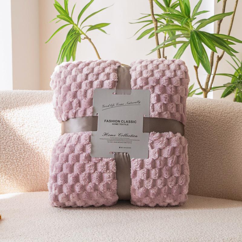 Flannel Autumn Blanket Office Nap Casual Blanket Solid Color Small Grid Coral Fleece Sofa Warm Shawl Cover Blanket