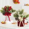 Flocked Reindeer Mini Tabletop Christmas Tree, Small Flocked Tree with Twine and Bow Home Decoration