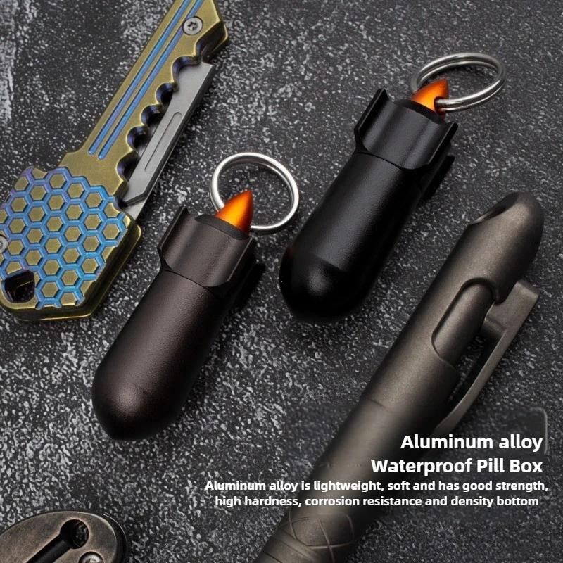 New Mini Waterproof Metal Bottle Storage Portable Pill Box Aluminum Alloy EDC Seal Storage Capsule Box Outdoor Camping Tool