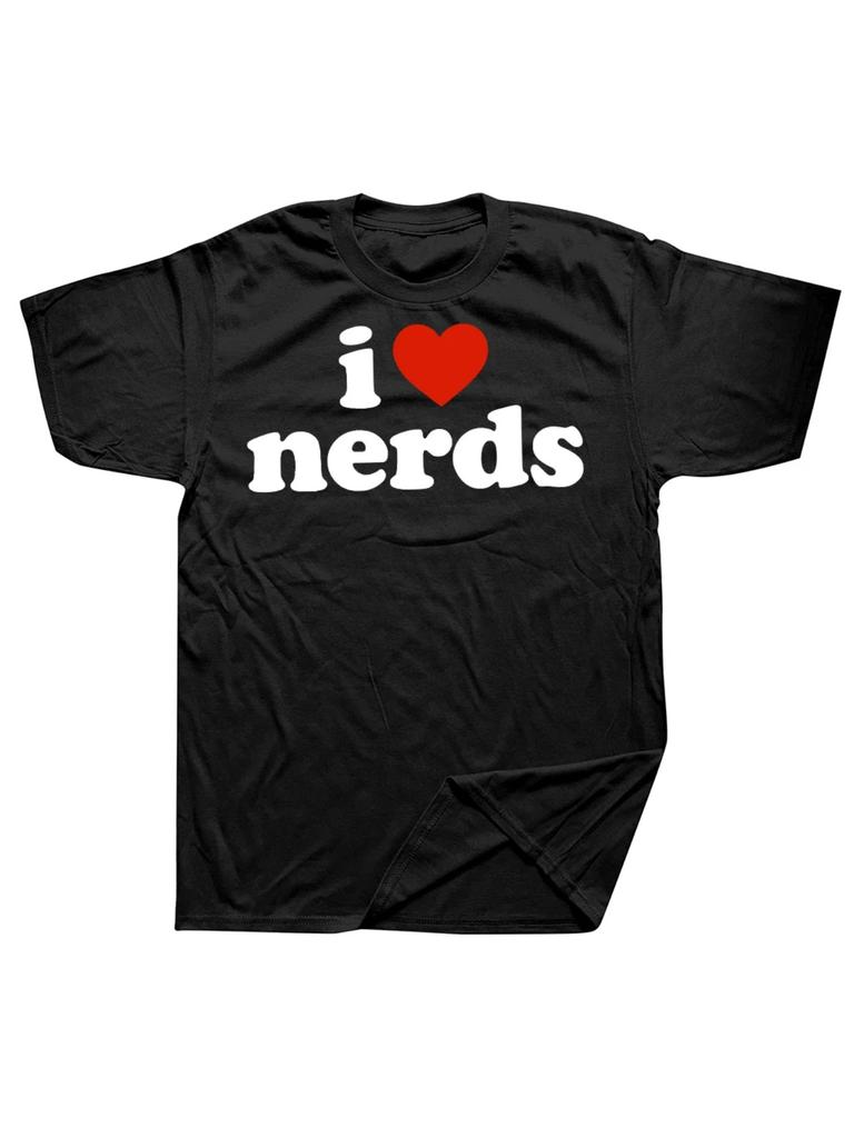 Unisexs I Love Nerds Letter Graphic T Shirt Hip Hop Y2k Meme Shirt Unisex Oversize Tee Loose Streetwear Vintage Harajuku For Daily