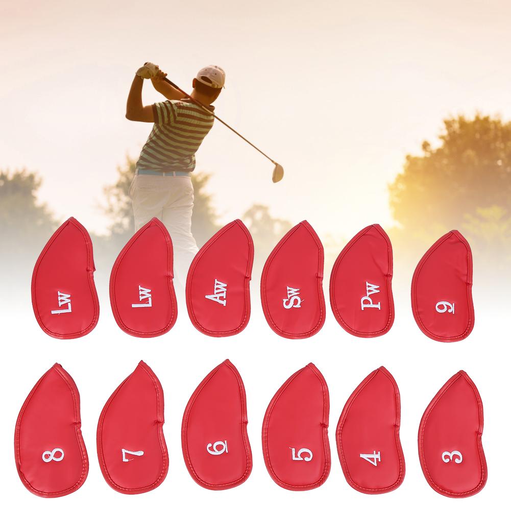12PCS   Pattern PU Leather   Soft Convenient   Putter Cover Iron   Headcover Accessory During Outdoor Travel