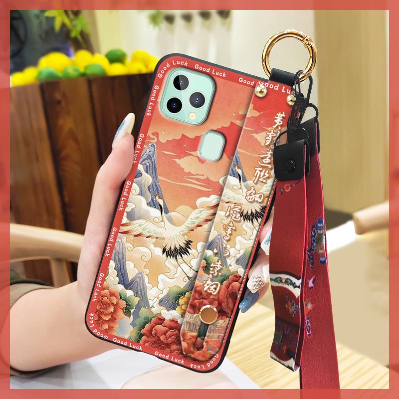 Fashion Ring Phone Case For Oukitel C22 Elderly lady Protective Lanyard Anti-dust Shockproof Waterproof Chinese style