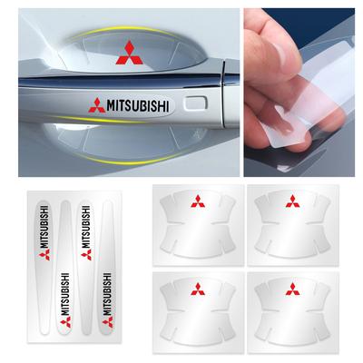 4/8Pcs Car Accessories PVC Door Handle Protective Sticker For Pajero Outlander XL Montero Lancer Triton L200 Evo ASX