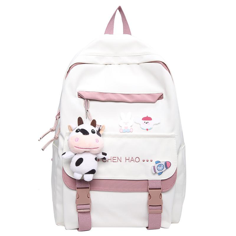 Schoolbag Junior High School Student Schoolbag Female Harajuku Ulzzang High School College Student Contrasting Color Backpack Ins Wind Girl Backpack 