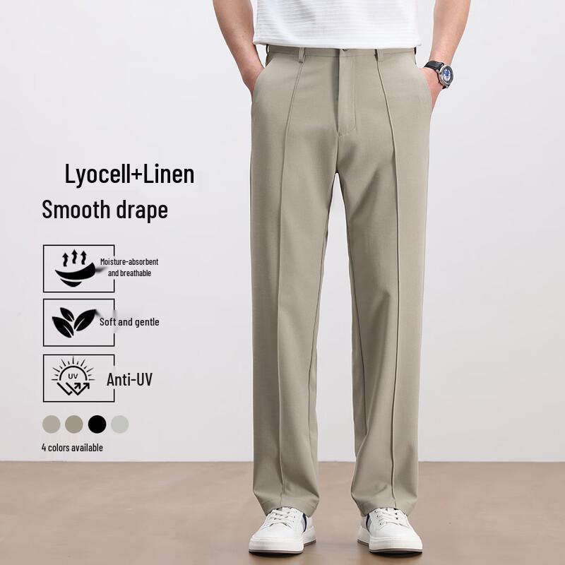 Romon Men s Linen Blend Casual Trousers 34
