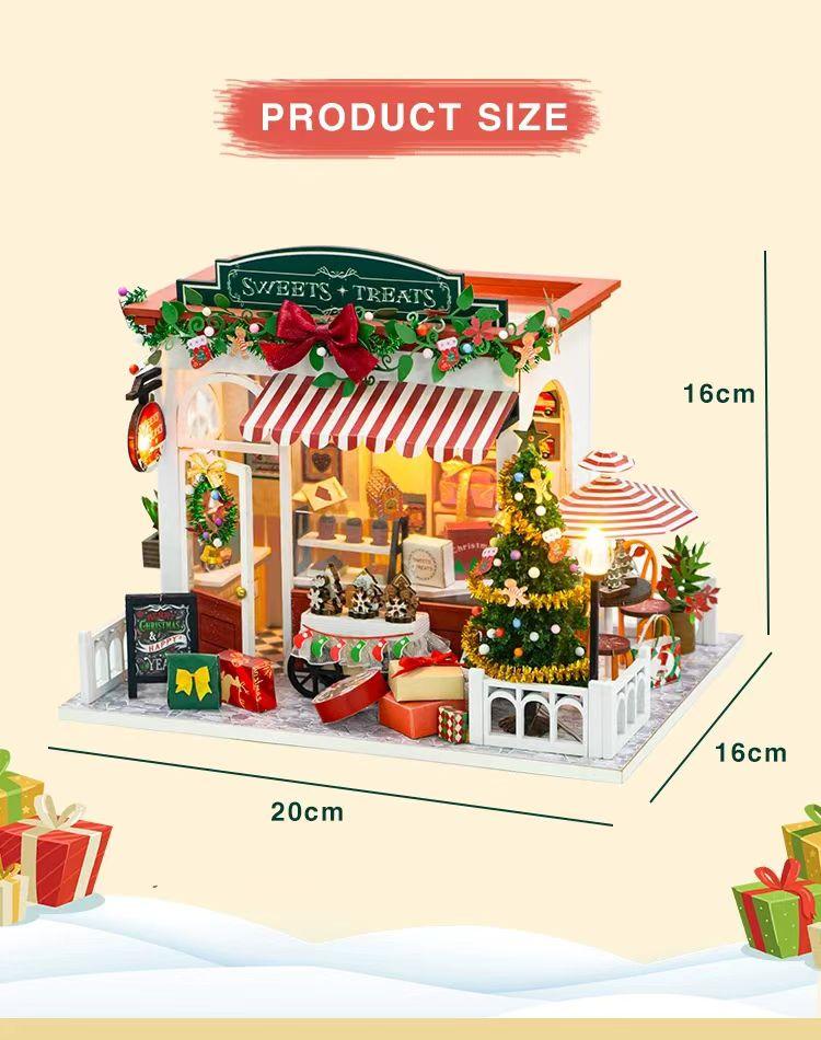 New Christmas Dollhouse Furniture Book Nook Miniature Building Kit Accessories DIY Hut cabin Houses Doll House Creative Puzzle