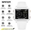 Sanda Transparent Electronic Square Watch with Large Dial for Students - Multifunctional Countdown Sports Wristwatch