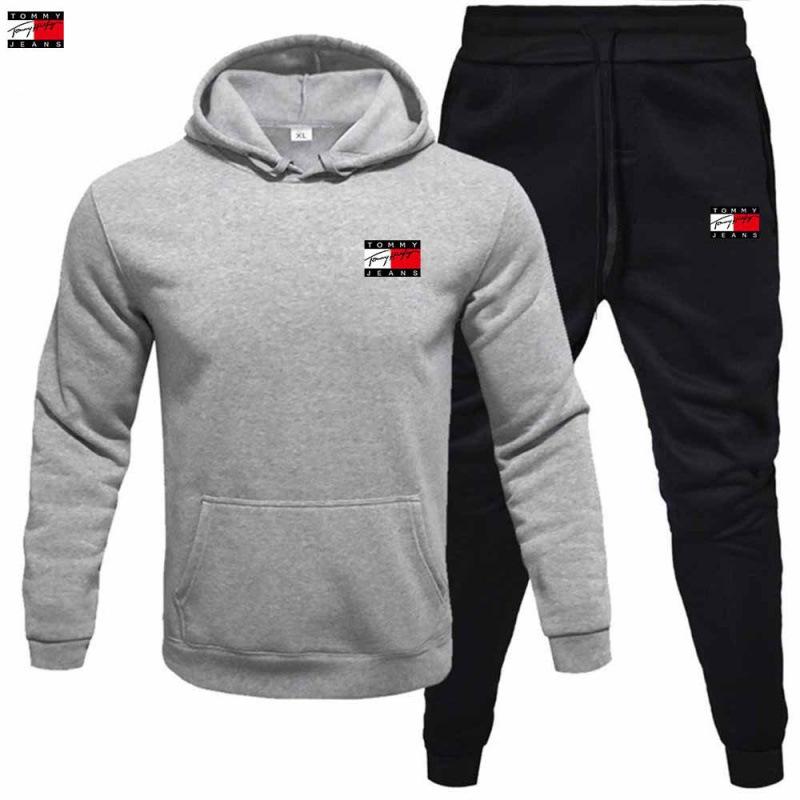 Men's Fleece Hooded Pullover & Sweatshirt Set - Autumn/Winter Casual Sportswear