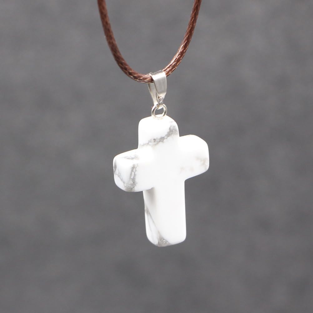 30PCS 24 Color Stone Cross Gemstone Pendants Charms Cross Quartz Charms Without Chain Jewelry Making Supplies for Necklace Earring (Mixed Color)