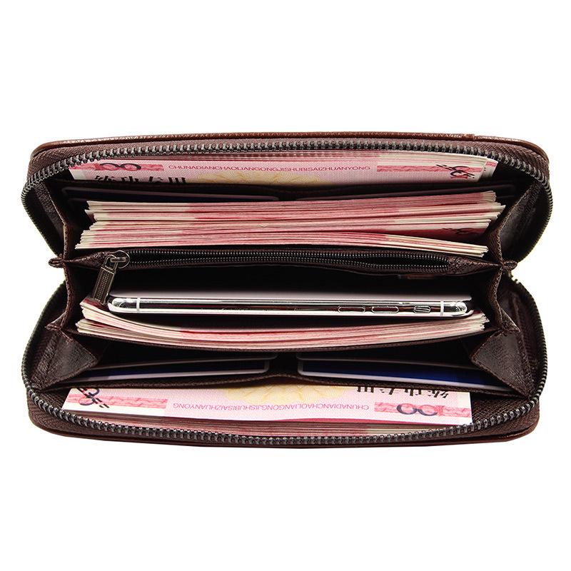 Men's Casual Leather Clutch Wallet - Large Capacity, Multifunctional, Zip Closure Business Fashion Accessory