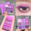Purple Eye Shadow 9 Colors Smoke Violet Stage Makeup Pearlescent Matte Nine-square Grid Color Eye Shadow Palette