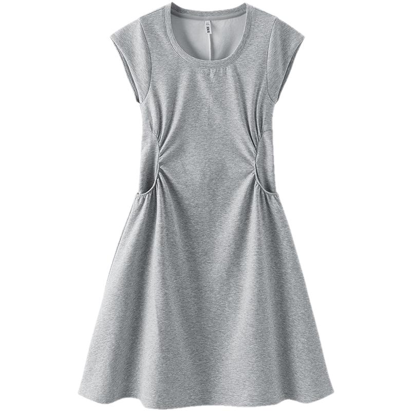 Semir Women's U-Neck Pleated Short Sleeve Dress