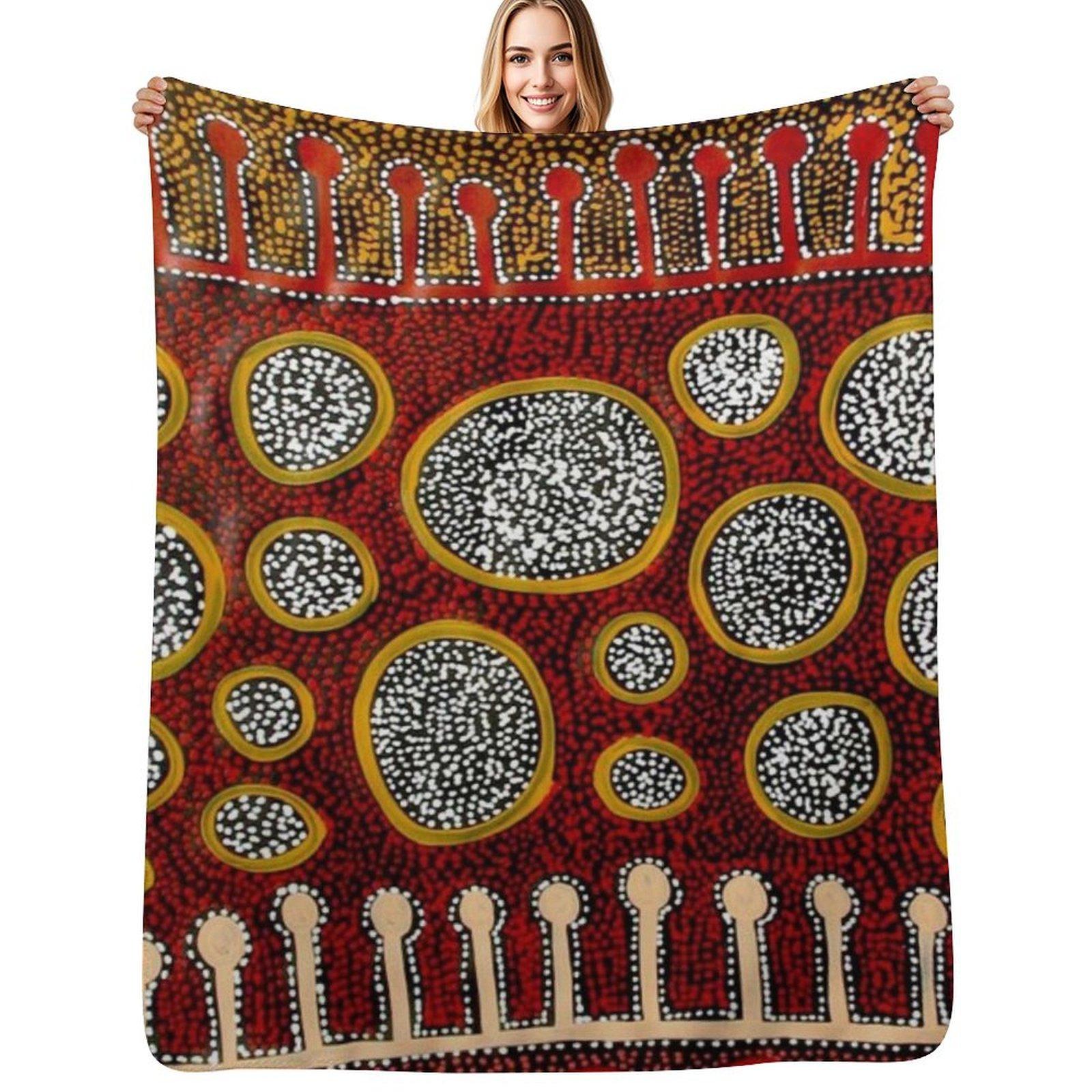 Australian aboriginal art Throw Blanket Men s Soft Warm Throw Blanket for Couch Size: 75*100cm, Weight: 230 GSM