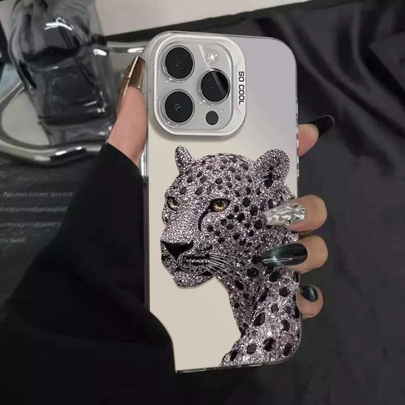 Leopard Phone Case for iPhone 17 Air 16 15 14 11 Pro Max Plus 13 12 Mini Xs 8 7 Matte Laser Bumper Shockproof Coque Cover