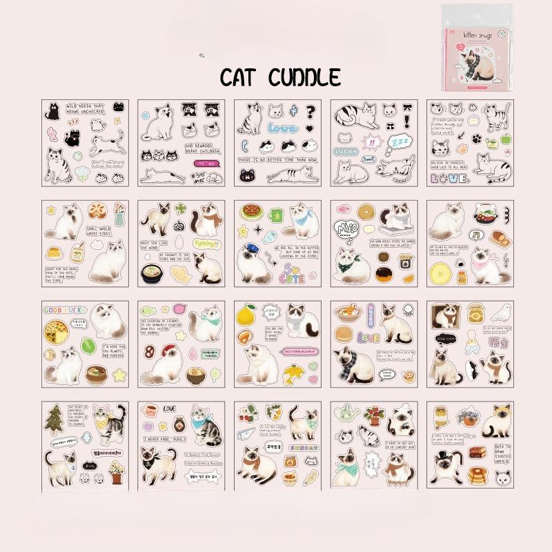 Cute Cat Stickers Adorable Kitten Scrapbook Decals for Journal Diary Planners Kawaii Laptop Water Bottle Decor Animal Sticker