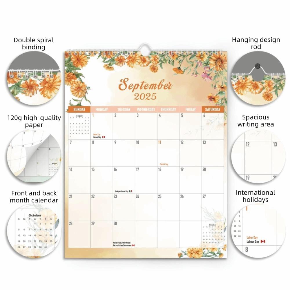 18-Month Monthly Calendar Spiral Binding Hanging Calendar New Wall Calendar Home Use