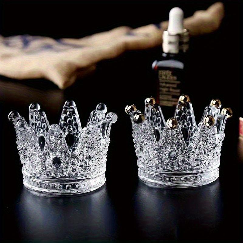 European Crystal Crown Glass Tealight Candle Holder Ring Scented Candlestick Home Decoration