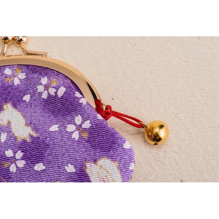 Kyoto Geibi-do Kyo-Yuzen Rabbit Pattern Wallet with Bell 2.6 Inch (Navy)