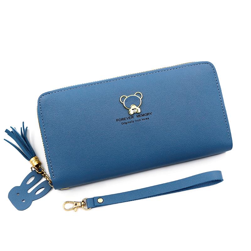 

Korean Style Women s Patchwork Leather Wallet: Long Zipper Coin Purse with Card Slots