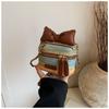 Farbe Mini-Strohhalm-Box Schultertaschen Gestreifte Ketten Lässige Sommerurlaubs-Crossbody-Taschen Für Damen Modebewusstsein Von Luxus
