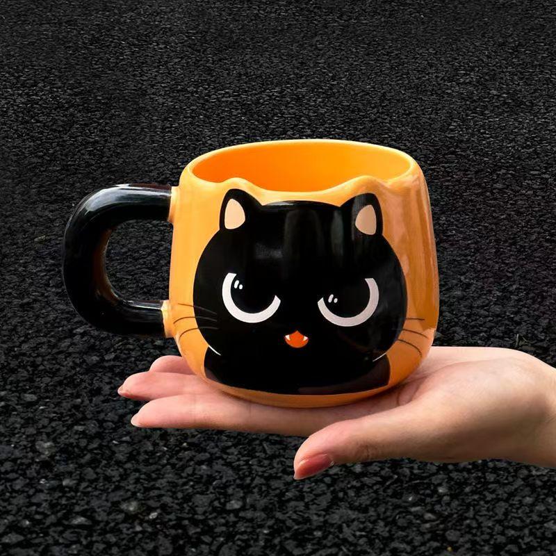 Cartoon Keramische Leuke Kat Mokken met Lepel Creatieve Kattenpoot Mok Koffie Thee Melk Havermout Kop Grote Capaciteit Dieren Bekers Grappig Cadeau