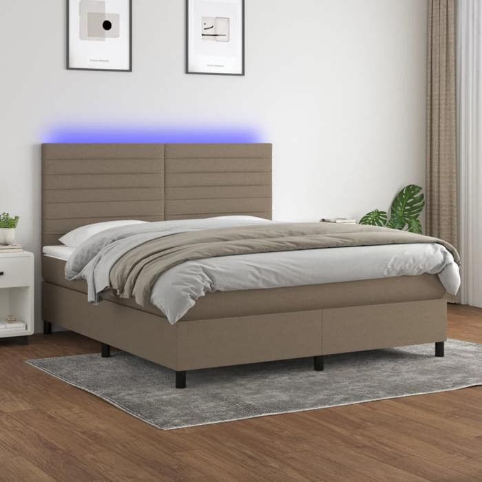 VidaXL Slat Bed Base with Mattress and LED, Upholstered Bed, Double Bed, Adult Bed for Interior Bedroom, 3134969