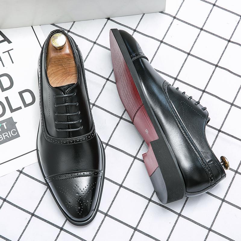 Fashion Men Retro Formal Shoes PU Luxury Business Oversized Party Office Business Block Shoes Red Sole Black Brown Size 38-48 Men Shoes