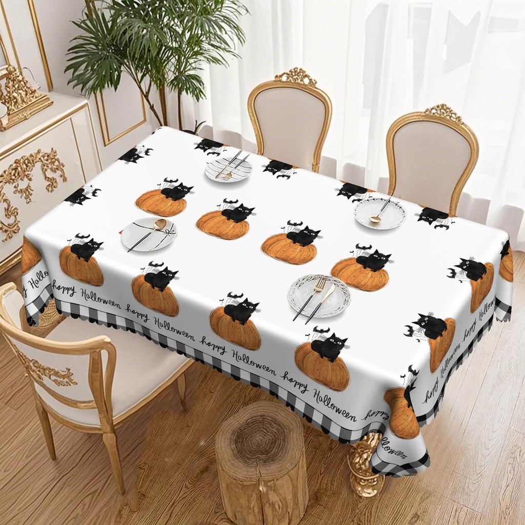 1 Halloween Tablecloth, Black Checked, For May 5Th, Day Of The Dead, Party Decorations Tablecloth