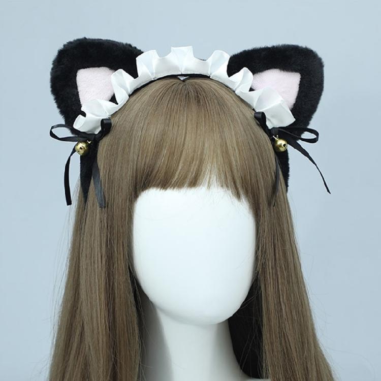 Plush Cat Ear Lace Headband Animation Costume Hairband Themed Party Hairhoop