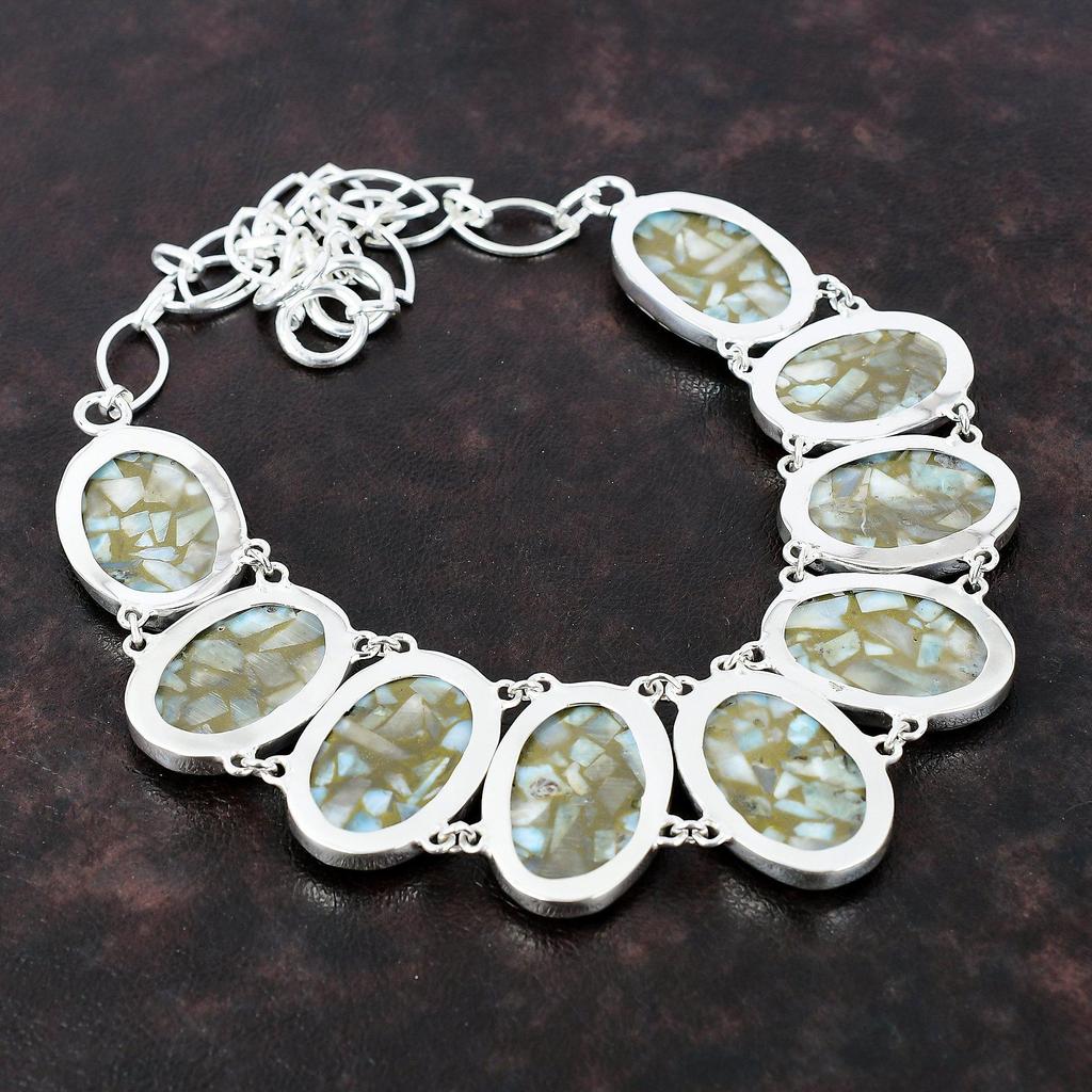 Kupfer Larimar Halskette 925 Sterling Silber Halskette echter Edelstein Schmuck verstellbare Kette Halskette Geschenk für Mädchen handgemachte erstaunliche Halskette
