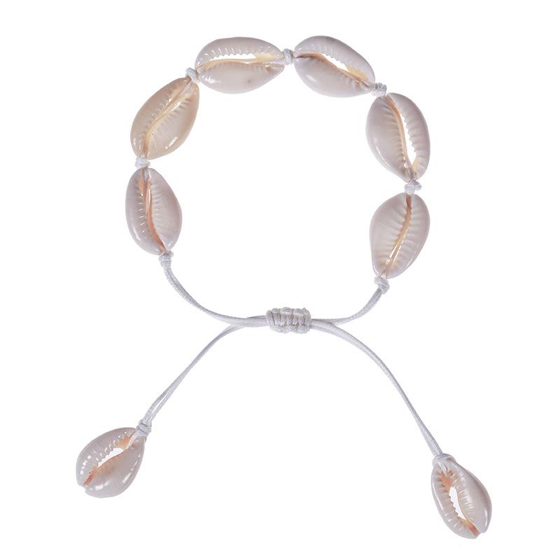 

Богемский набор: Ожерелье и Браслет из Ракушек - Ручная работа, Натуральные, Плетеная цепочка на ключицу