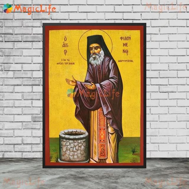 Vintage Byzantine Saint Arsenius Wall Art Canvas for Living Room Decor  Unframed Nordic Style Poster