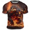 Fashionable Men's 3D Cow Pattern Printed T-shirt, Summer Fashion, Fun Short Sleeved Top, Casual Street Round Neck Clothing