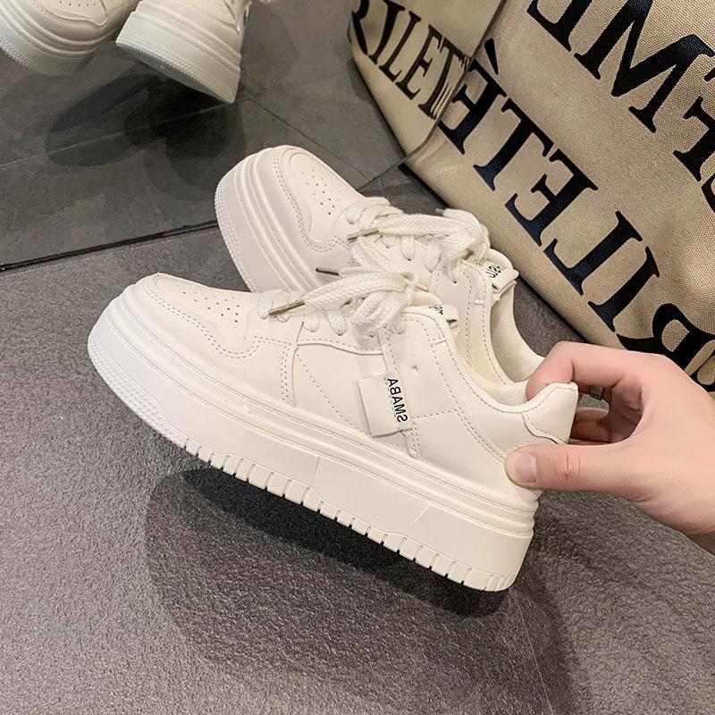 Muffin Platform White Shoes Children's Autumn New Versatile Height Increase Breathable Casual Board Shoes