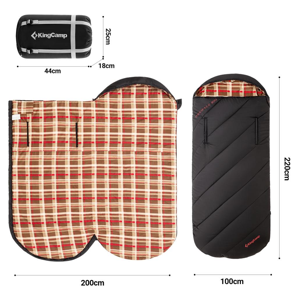 KingCamp Sleeping Bag, Wide, Envelope Shape, Flannel Fabric, Adult Sleep Bag, Wide Size, Wide 100cm, Breathable, Warm, Compact, All Seasons,
