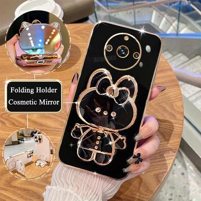 Luksusowe Platerowane Lustrzane Etui z Uchwytem Dla Oppo Realme 11 Pro Plus 11pro 9 8 10 4g 5g 9i 8i Gt Neo 5 Silikonowe Etui ze Stojakiem