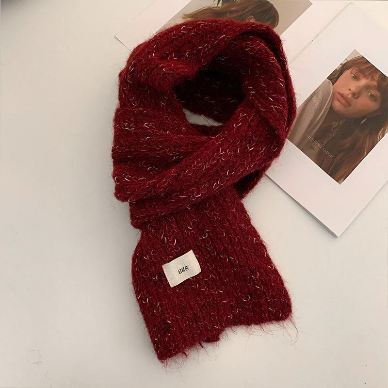 

Luxury Kintted Winter Scarf for Women Thick Warm Cashmere Neckerchief Solid Bufanda Female Soft Poncho Foulard Winderproof Shawl 20X180cm