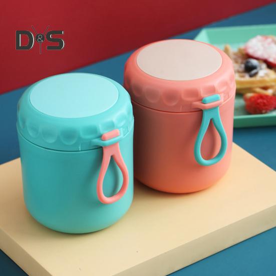 Soup Thermal Jar for Kids 401-500ml Insulated Stainless Steel Food Container Leakproof Wide Mouth Vacuum Lunch Cup with Handle for Hot Cold Food