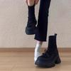 Sheepskin version~ 2025 autumn and winter new thick-soled elastic boots women's British style splicing bow muffin bottom thin boots