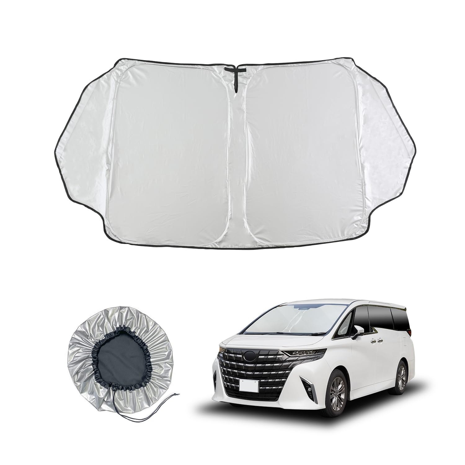 

SEIWA IMP380 Folding Sunshade for Toyota UV Front Small Custom Design with Titanium Silver UV Protection Over Light Heat Car Heatstroke Extreme Car
