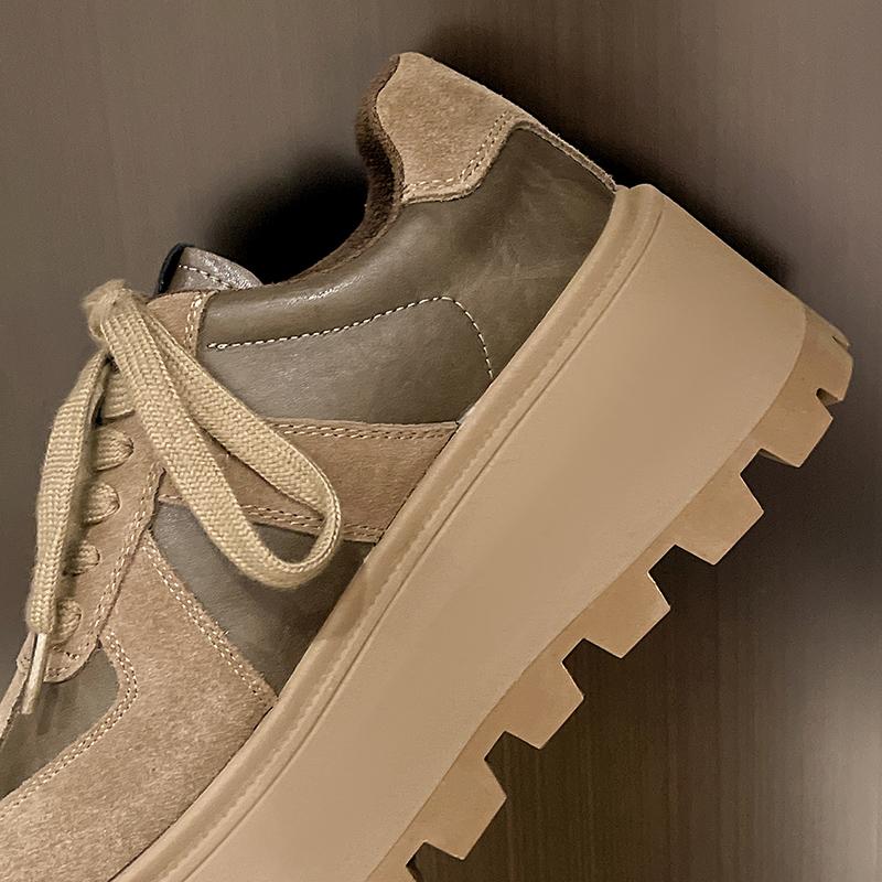 Fashion Aphixta Women Casual Sneaker Boots Shoes Woman Lace Up Platform Height Increasing Modern Boot Chunky Sole Khaki Ankle Boots