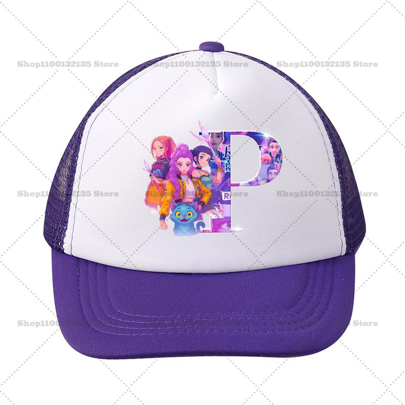 Kpop Demon Hunters Girl Baseball Cap Kawaii Sun Hat Parent Child Couple Casual Outdoor Hats Peaked Birthday Gift 26letters Round Sensory Compression