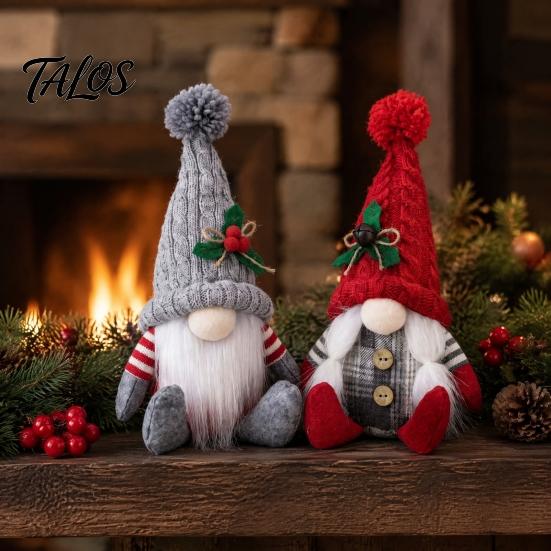 Holiday Hanging Ornaments Faceless Plush Doll, Christmas Tree Ornaments, Knitted Rudolf Stuffed Decorative Baubles Toy, Nordic Window Tabletop Display