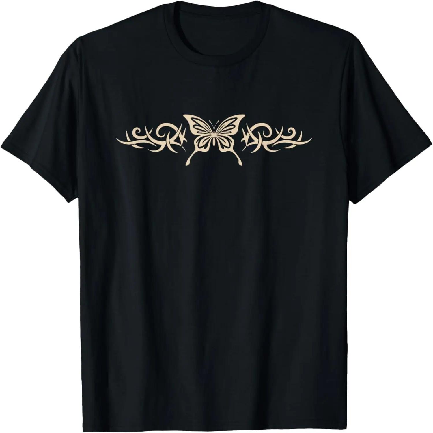 

Brown Butterfly Tattoo Fairycore Dark Grunge y2k Aesthetic Short Sleeve T-Shirt XXXXXL чорний