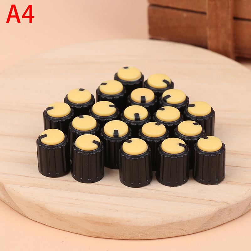 20Pcs Dual Color Knob 10X12Mm Small Volume Adjustment Hat Flower Shaft Hole 6Mm Potentiometer Volume Switch Caps Control Knob