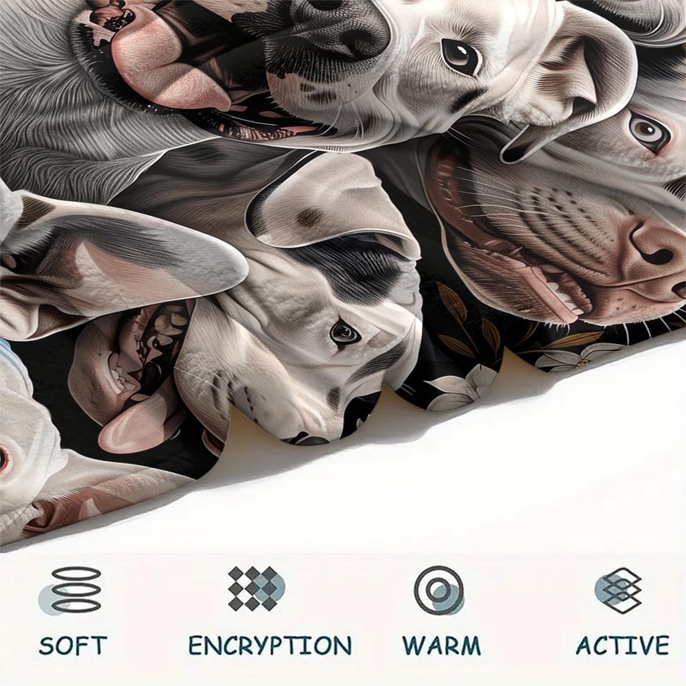 1Pc Pitbull Yorkshire Print Flannel Blanket, High quality Comfortable for All Seasons, Home Decor, Warmth and Comfort, Perfect for Christmas Gifts