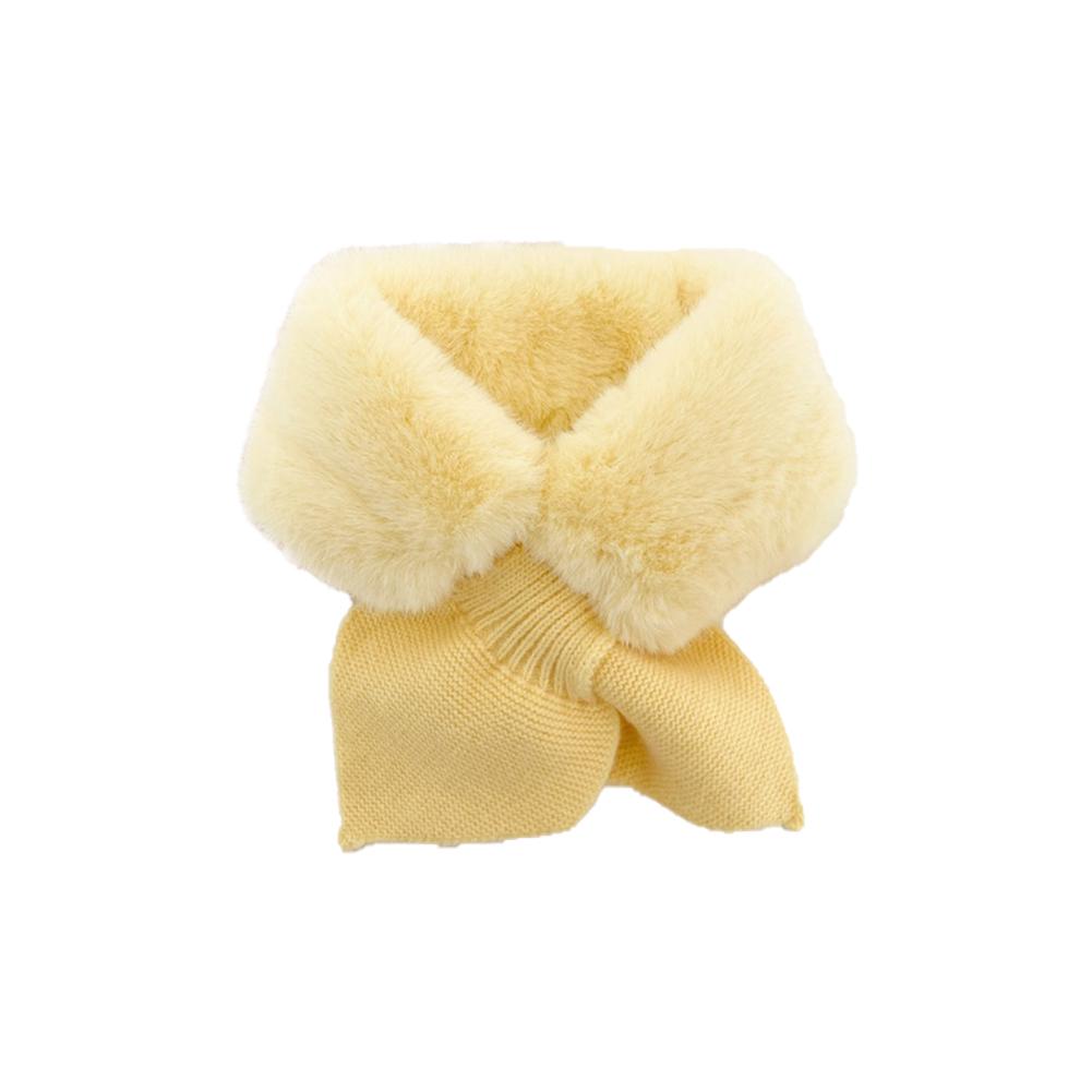 Children's Scarf Solid Color Bow Warm Plush Bib For Autumn Winter