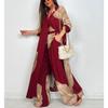 Set Elegante Primavera Estate Moda Stampata Camicia Lunga Pantaloni a Gamba Larga Completo Casual Lento Oversize Set Donna