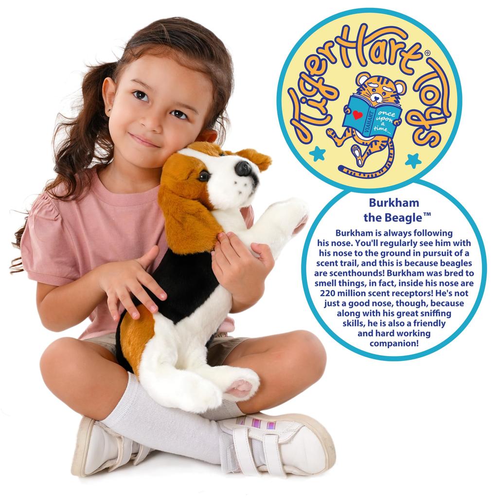VIAHART Tiger Tale Toys Beagle Dog Large Plush Realistic Sitting Pet Dog Toy, 12-inch (30cm) (12-Inch)